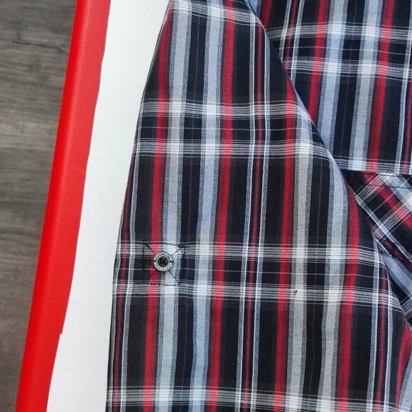 Stockhomme long sleeve button down shirt red and grey check men's size XXL - Picture 7 of 12